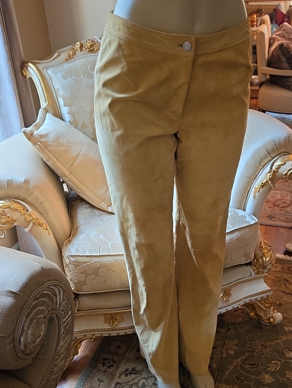 Mustard Yellow Suede-Look Trousers